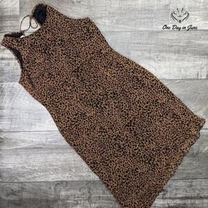 Robbie Bee Petite Sleeveless Animal Print Mini Silk Dress Size 6P